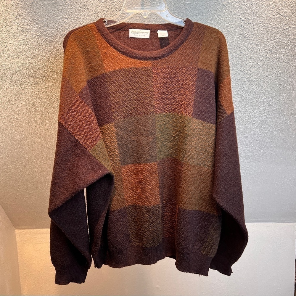 NORM THOMPSON Made in Italy Wool Blend Pullover Sweater w/crew neck. Size XL